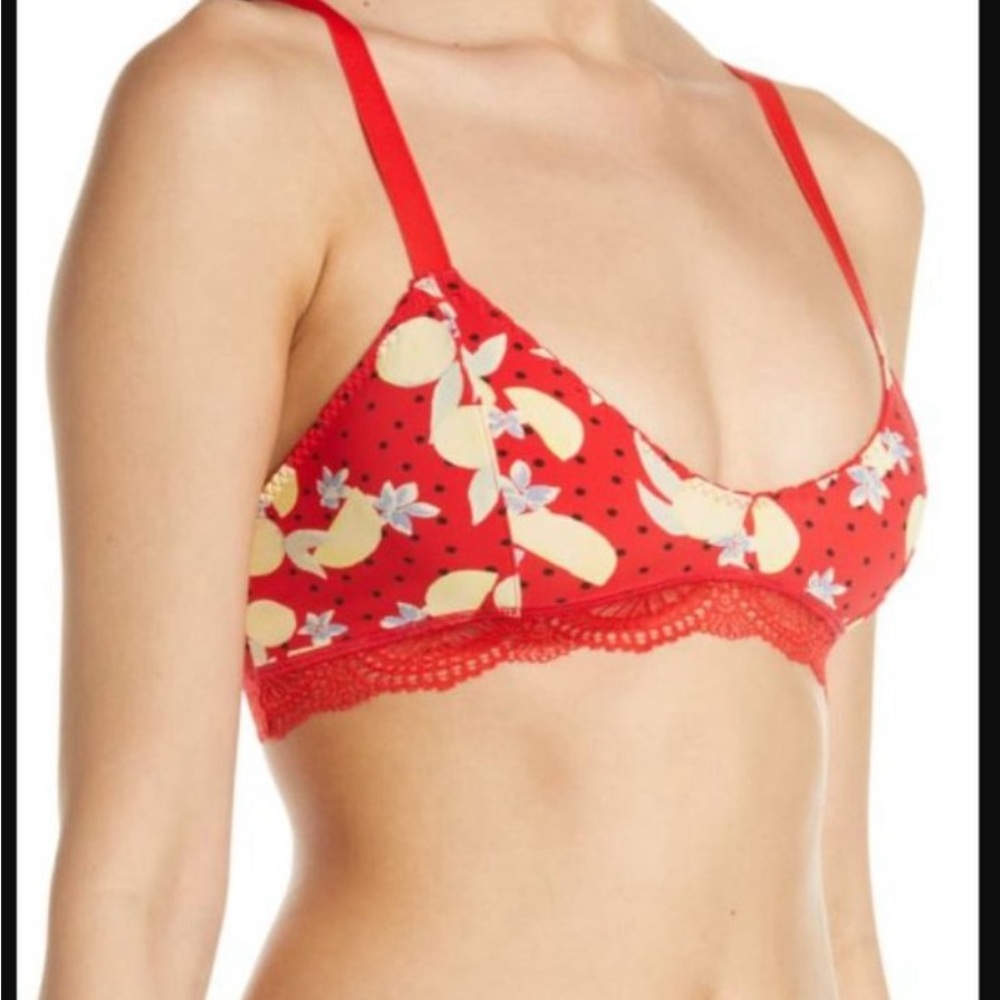 Free People Mari printed Bralette Lace Trim